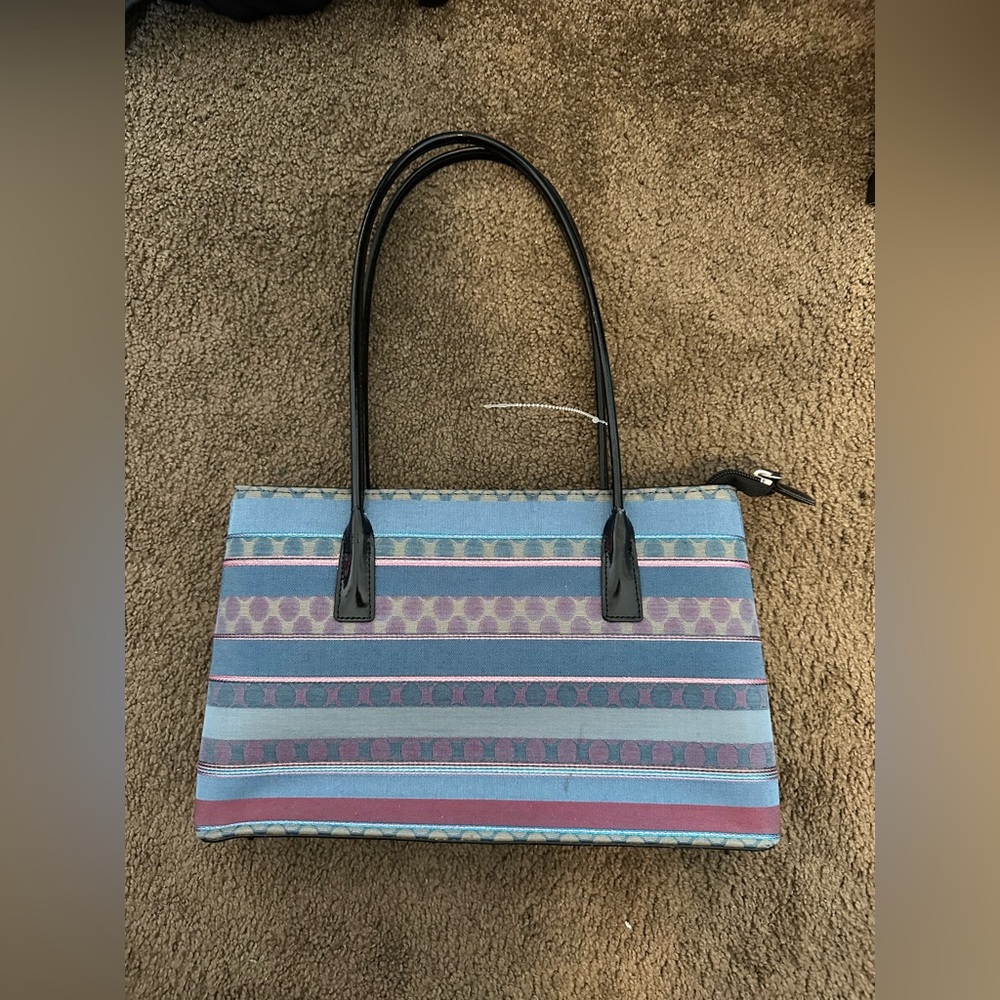 Striped purse leather handle